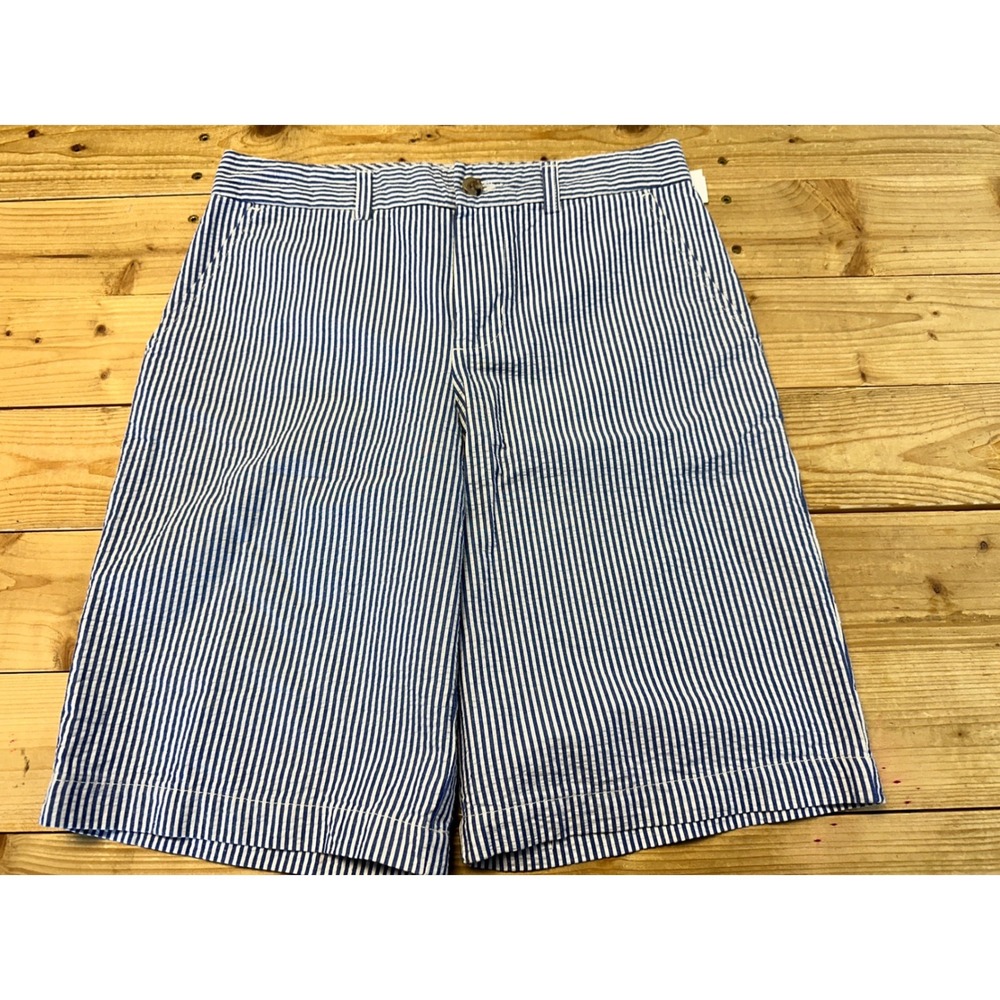 Polo Ralph Lauren Boys Blue White Seersucker Striped Shorts Size 14 Pony‎ Logo